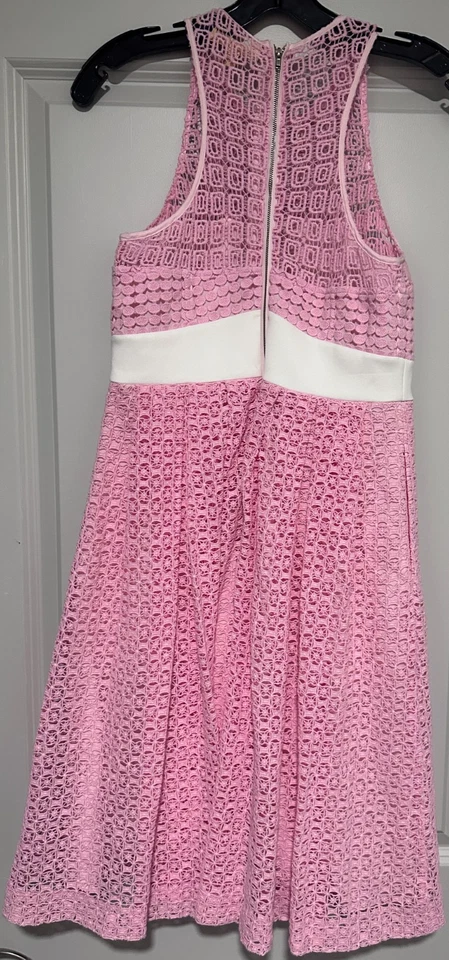 Vestido Catherine Malandrino Talla 4 Rosa Encaje Ojales Foto 3 de 3