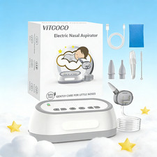 Baby Nasal Aspirator Electric Vacuum, 2 Silicone Tips, 6 Suction, Rechargeable