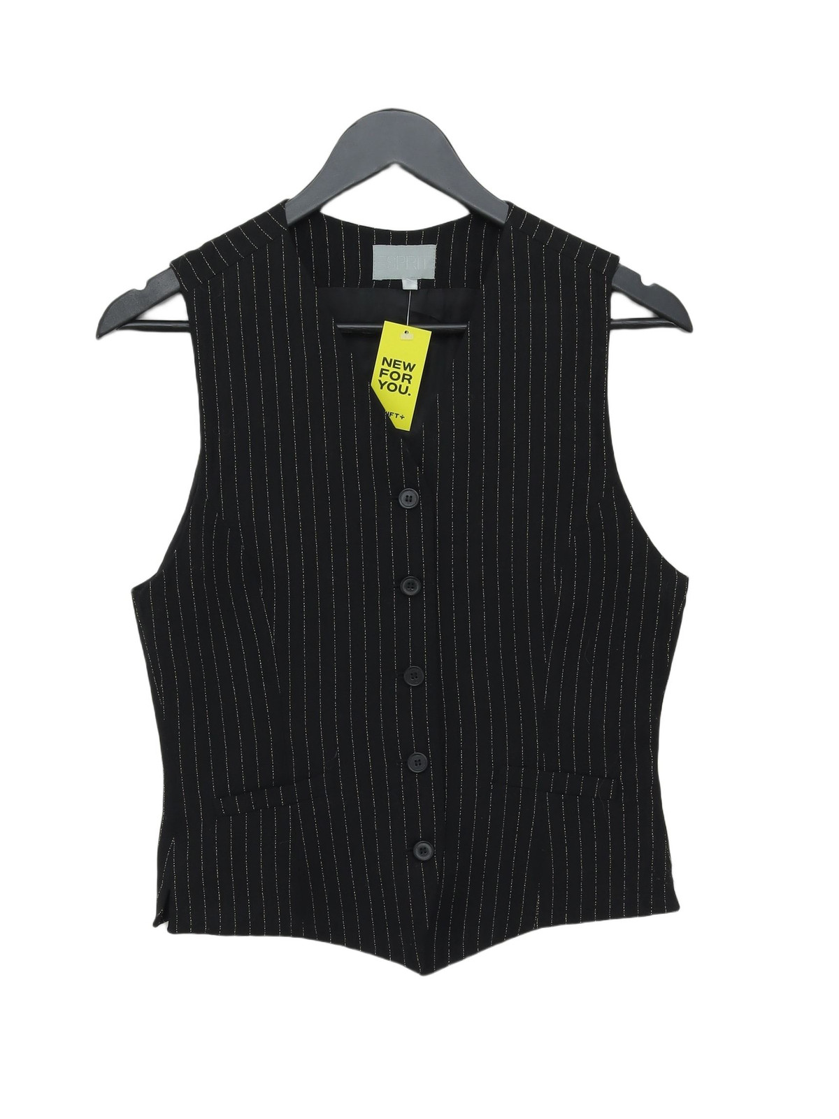 ALTRA Esprit Cappotto Donna UK 8 Nero Rigato Viscosa con Altro Soprabito Lana