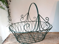 Vintage Green Oval Wire Basket - Display/Decorative