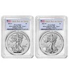 2021 Reverse Proof American Silver Eagle Designer 2pc Set PCGS PR70 FDOI Flag