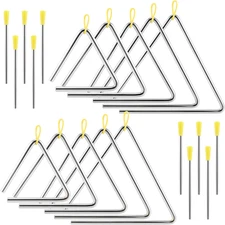 10 Pack Musical Triangle Steel Set, 4" 5" 6" 7" 8" Hand Percussion Music Percuss