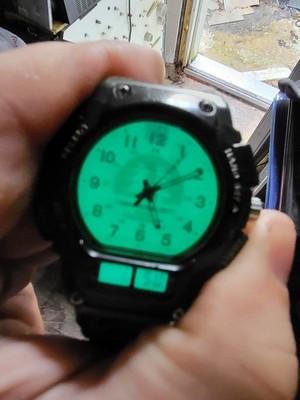 Vintage Casio Forester Watch Men 41mm Green Analog Digital Alarm FT-610    