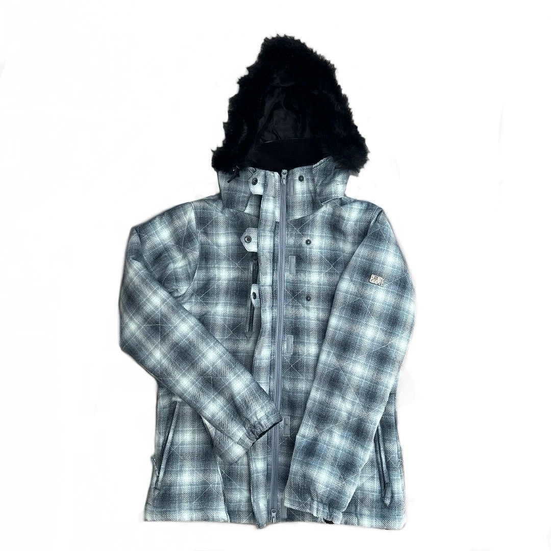 Body Glove Women’s Ski Jacket Blue Zip Front Faux Fur Hood Snow Coat Size M