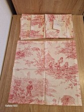 4 Platzdeckchen Toile de Jouy Muster rot-weiß Baumwolle D22