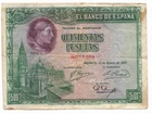 SPAIN: 500 PESETAS CARDINAL CISNEROS. YEAR 1928. NO SERIES. RC+. FREE SHIPPING.