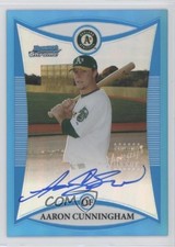 2008 Bowman Chrome Prospects Prospect Blue Refractor Aaron Cunningham Auto 4f5