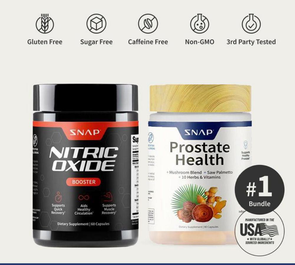 Snap Nitric Oxide Booster & Prostate Health Bundle 60 & 90 Capsules Bundle