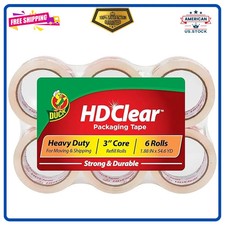 Duck HD Clear Packing Tape 1.88 In x 54.6 Yards 6 Rolls Heavy Duty Shipping Tape