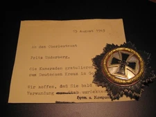Original German cross golden WW II 1941 rare award Wehrmacht medal heavy version