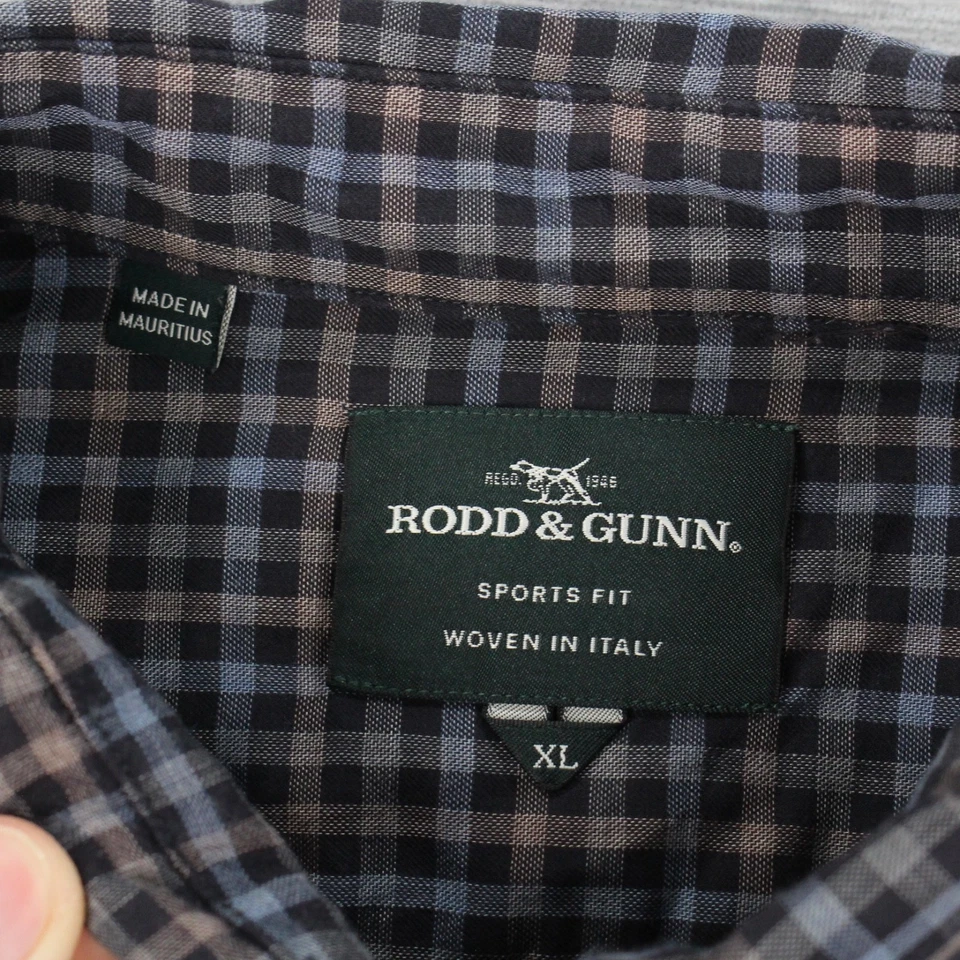 Camisa deportiva Rodd & Gunn manga larga abotonada para hombre talla XL azul marrón negra Foto 3 de 4