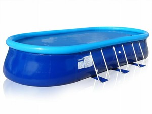 Dettagli Su Piscina Fuori Terra Ovale Easy San Marco 732x366x122 Cm Con Anello Gonfiabile