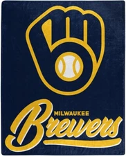 Northwest MLB Milwaukee Brewers Raschel Signature Blanket 50" x 60" New