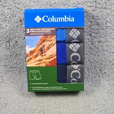 COLUMBIA Boxer Briefs Mens SMALL BLUE Black 3 Pack Stretch Performance MENS NWT