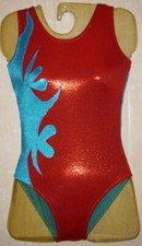 AMS Gymnastics Leotard Adult Medium AM Dance Ballet Mystique Turquoise Red