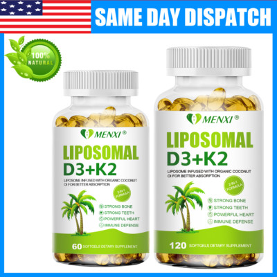 Liposomal Vitamin D3 5000 IU K2 MK7 100mcg, Vit D and K Supplement 60/120 Caps