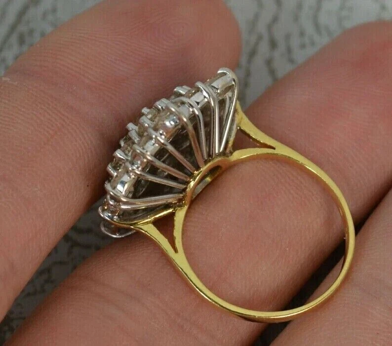 Real Moissanite 2.00Ct Round Cut Cluster Engagement Ring 14K Yellow Gold Finish - Image 3 of 4