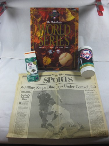 1993 World Series Philadelphia Phillies Souvenir Cup Program Ticket Article - 第 1/6 張圖片
