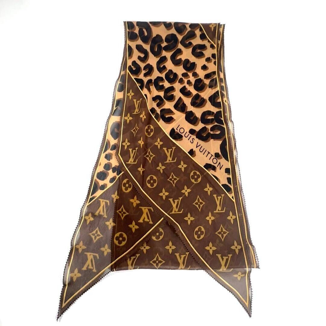 Louis Vuitton M72123 Silk Scarf Escharpe Monogram Leopard Louis Vuitton M72123 Silk Scarf Escharpe Monogram Leopard