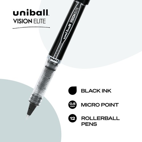 Vision Elite Penne Rollerball - Punta Fine 0,5 mm Micro Punta Inchiostro Nero per Liscio... - Foto 2 di 8