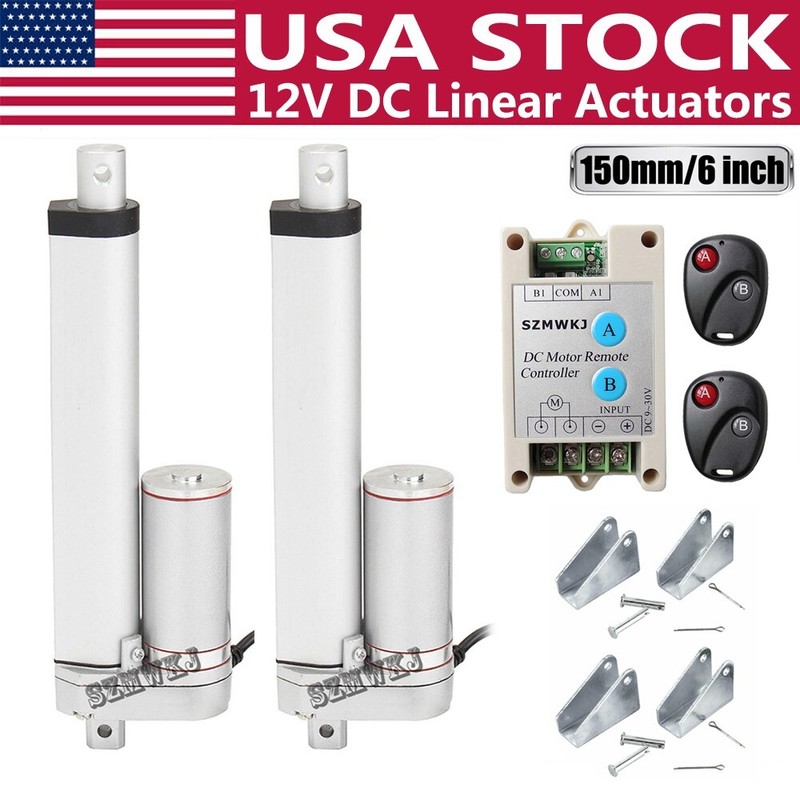 Heavy Duty 2x6" Linear Actuator & Remote Control 1500N 330lbs 12V Electric Motor