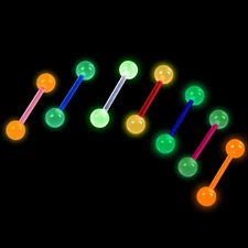 70PCS 14G Wholesale Acrylic Glow in the Dark Tongue Nipple Barbells Piercing Set
