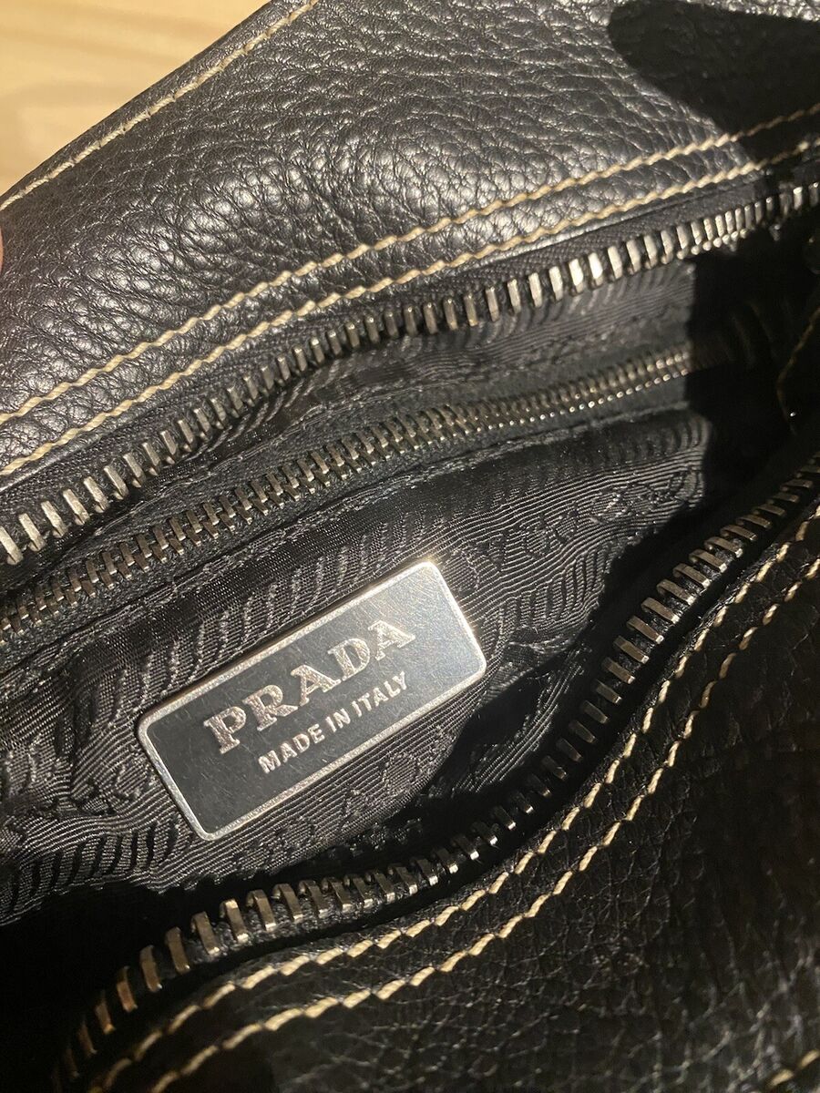 Prada Shoulder Bag Vintage Y2K - Black Pebbled Leather w Prada Shoulder Bag Vintage Y2K - Black Pebbled Leather w