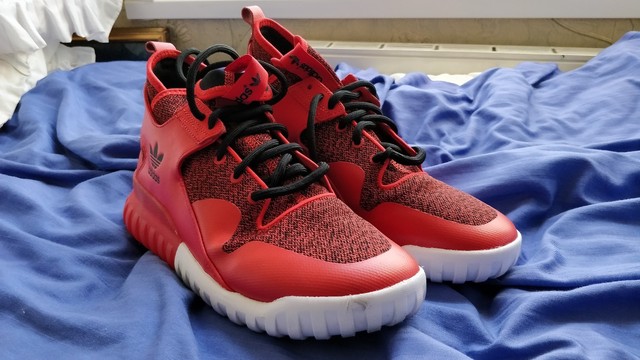 red tubular x shoes