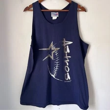 Astros Baseball Chalk Line Blue and White Graphic Tank Top with Classic Cut XL