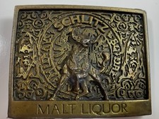 Schlitz Malt Liquor Vintage brass colored Belt Buckle bull logo collector