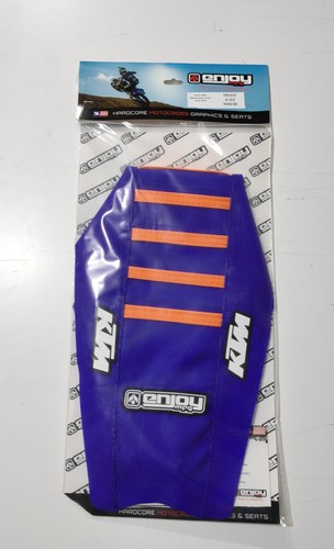 Enjoy Ribbed Seat Cover to fit KTM SX / SXF 2011 - 2015 BLUE ORANGE RIB LOGO MX - Picture 2 of 3