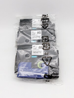 Black on White Laminated Label Tape AZ 231 - 12mm for Brother P-Touch - 3pk