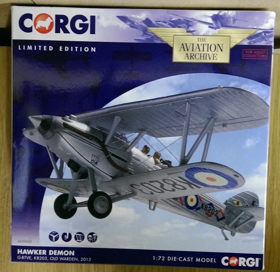 CORGI AA39605 HAWKER DEMON G-BTVE K8203 OLD WARDEN 2013 ltd ed. no 1000 de 1000 CORGI AA39605 HAWKER DEMON G-BTVE K8203 OLD WARDEN 2013 ltd ed. no 1000 de 1000