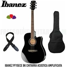 Ibanez PF15ECE BK chitarra acustica Amplificata nera + tracolla + borsa