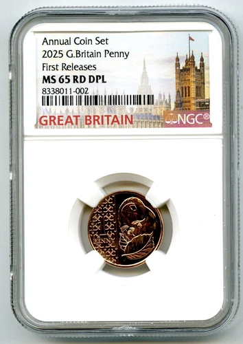 2025 GREAT BRITAIN 1P NGC MS65 RD DPL HAZEL DORMOUSE PENNY FIRST RELEASES