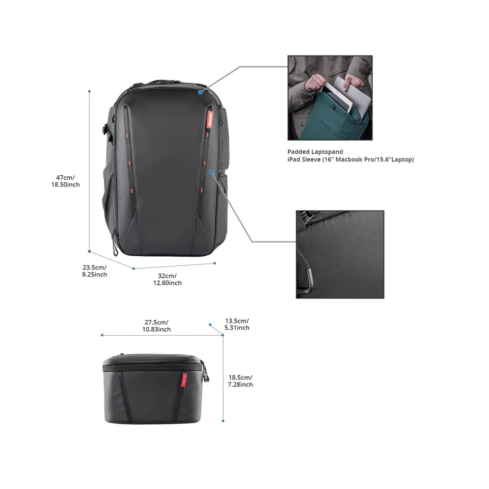 PGYTECH OneMo 2 25L-33L Camera Backpack with Shoulder Bag for 16“ Laptop f - Image 3 of 4