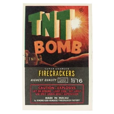 TNT Bomb Macau Firecracker Label 1970s Chinese Kwongyuen Hangkee Vintage C2283