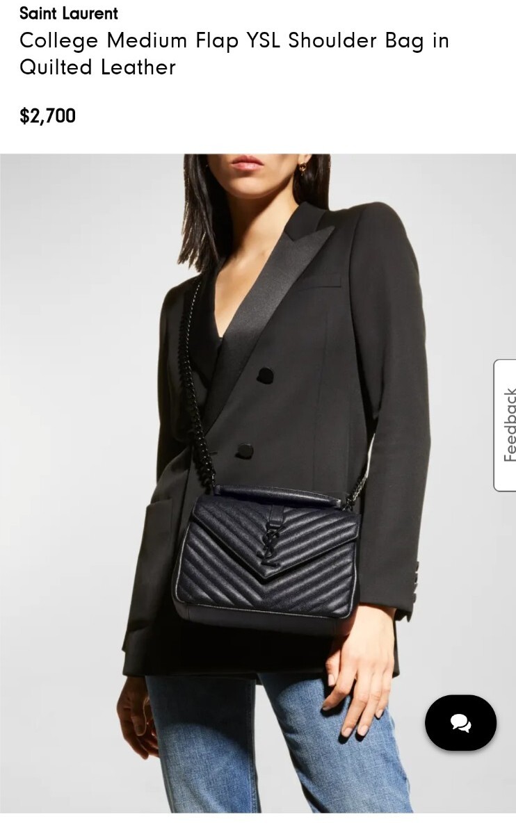 YSL Yves Saint Laurent borsa media in pelle college borsa tutta nera $2700