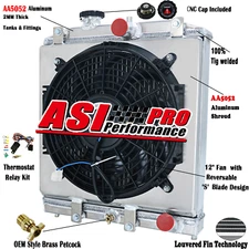3 ROW ALUMINUM RADIATOR+SHROUD FAN+RELAY For 1992-2000 HONDA CIVIC EK EG INTEGRA