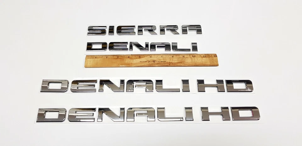 4 PIEZAS Cromo GMC SIERRA DENALI HD Duramax 2500HD 3500HD Letras Emblema Insignia Foto 4 de 4
