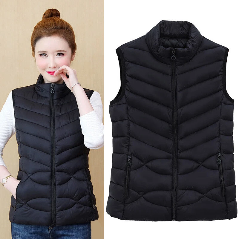 Women Puffer Vest Waistcoat Gilet Quilted Padded Sleeveless Warm