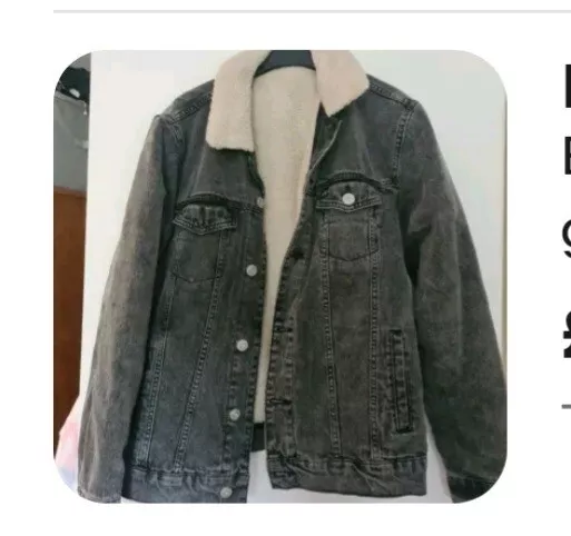 BDG Urban Outfitters grey faded wash 90 s longline denim jacket size M 12 14