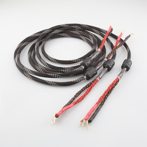Pair 12AWG OFC Pure Copper Gold Plate Banana Spade Plug Audio HiFi Speaker Cable - Picture 8 of 12
