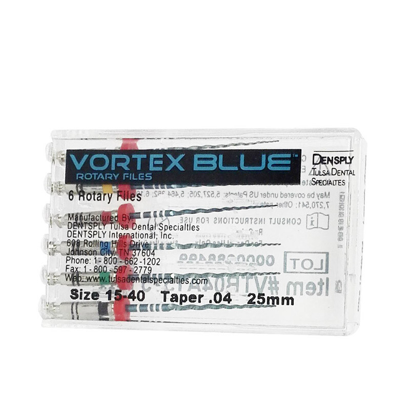 Dentsply Tulsa Dental Vortex Blue 21, 25, 30mm all Taper rotary files 6