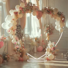 Heart Shaped White Metal  Wedding Flower Balloon Arch Stand Frame Garden Trellis