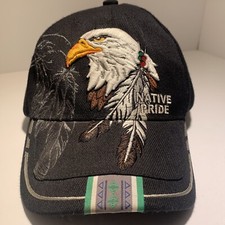 Native Indian American Pride Hat Bald Eagle Shadow Feather Hat Cap StrapBack EUC