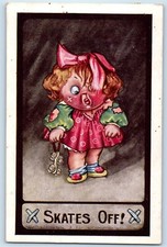 1913 Little Girl Skates Off San Jose California CA Signed Antique Postcard
