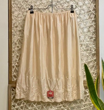 1 Vintage Nylon Flesh Half Slip M/38 Beige Under slip Lace Trim 25" Long