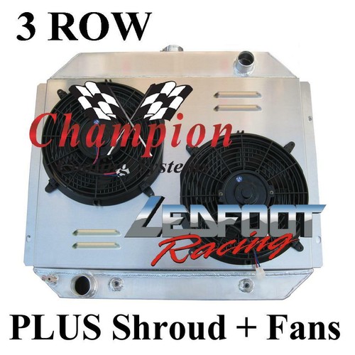 3 Core Champion Radiator + Shroud + 2 12" SPAL Fans for 7376 Ford F