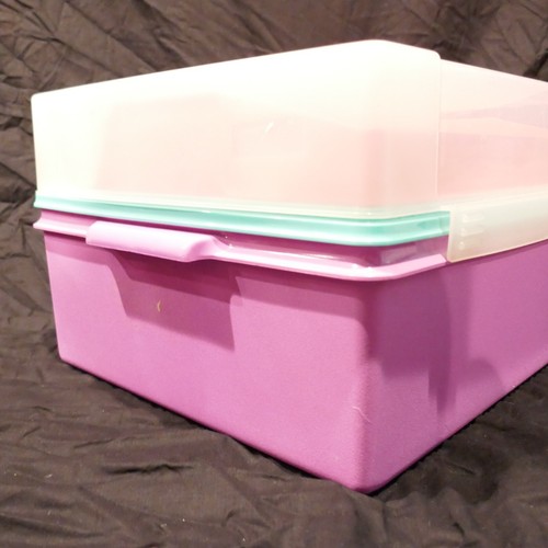 Vintage Tupperware Large Storage Tote Container pink purple 1650-1 lid tray - Picture 9 of 17